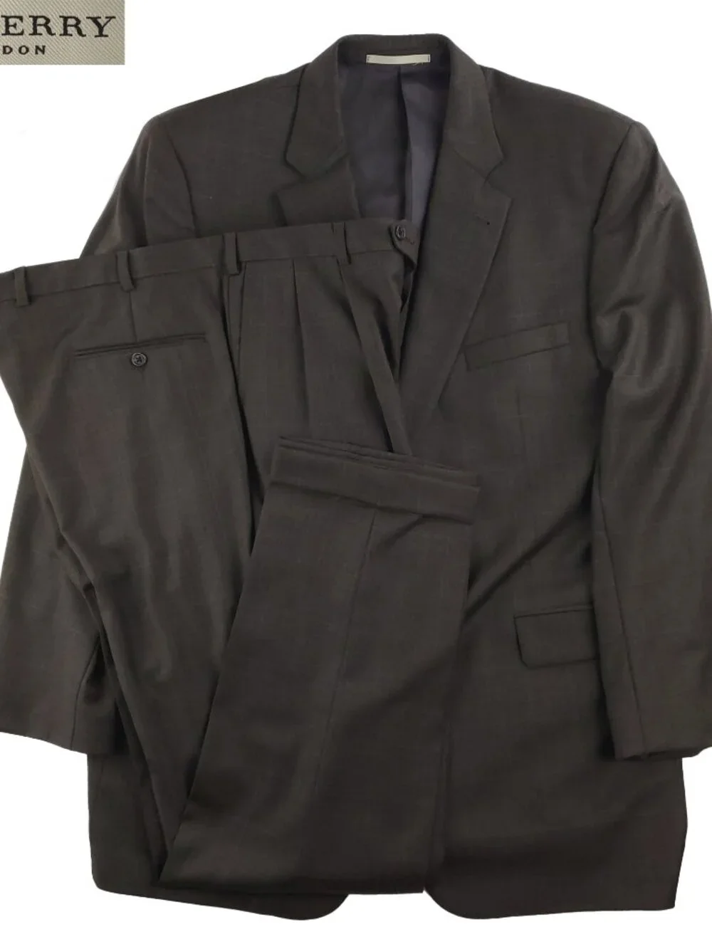 Burberry Vintage Mens Suit Jacket Pants Kensington Windowpane USA Wool 48L 38x32